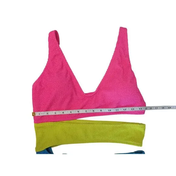 Bar III Cut Out One Piece Swimsuit XL Blue/Yellow/Pink NWT - Picture 7 of 13